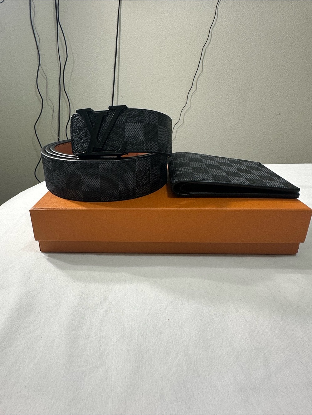 Black Louis Vuitton Belt & Wallet Set